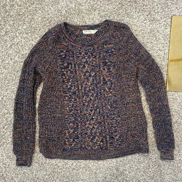 Y2K Faded Glory Multicolored Cable Knit Crewneck Sweater Size L - Picture 7 of 9